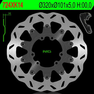 NG Oversize Rotor Kit 320mm Includes Bracket NG724XK14