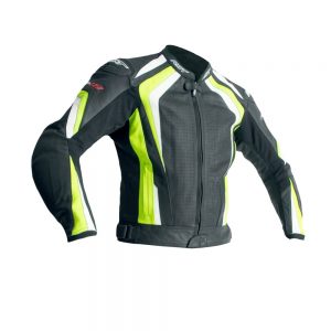 RST R-18 Leather Jacket Black/Fluro - MotoHeaven