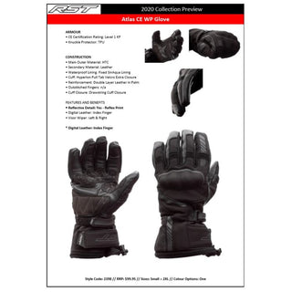 RST Atlas CE Waterproof Motorcycle Gloves - Black