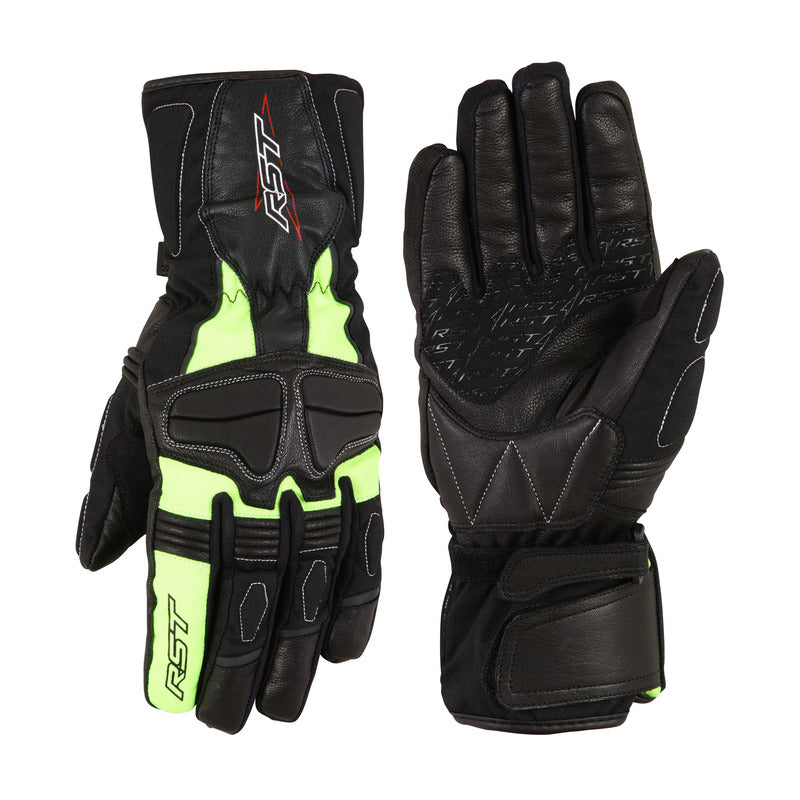 RST T145 Tour Waterproof Leather Motorcycle Gloves - Fluro Yellow