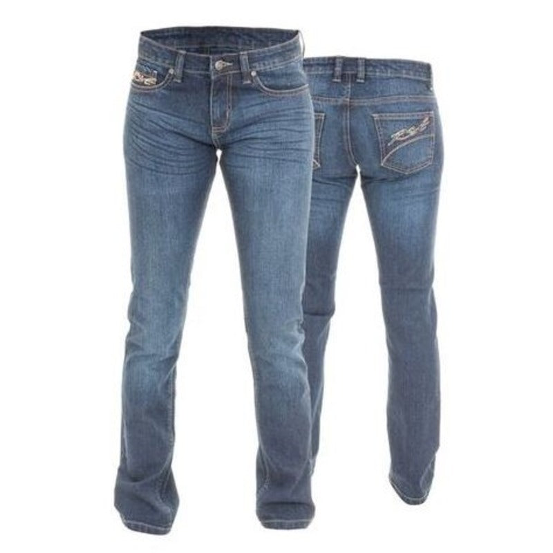 RST Straight Leg Grey Ladies Motorcycle Jeans - Blue