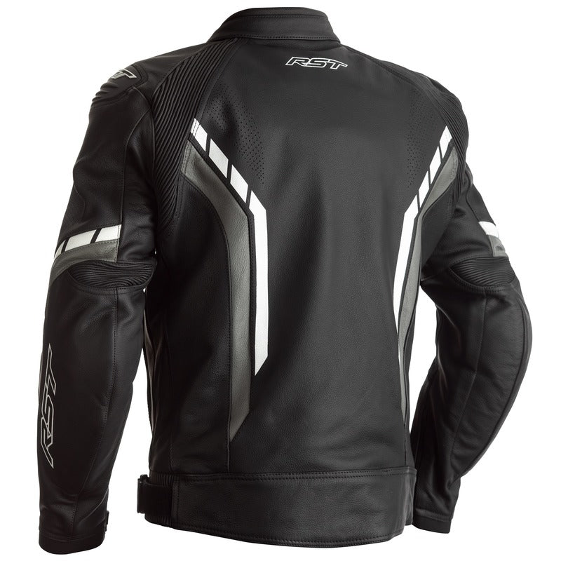 RST Axis CE Motorcycle Leather Jacket - Black/Gunmetal