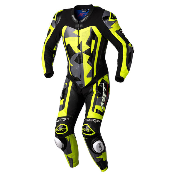 RST Pro Series CE Leather One Piece Race Suit Grey/Lime Camo