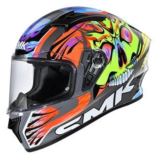 SMK Stellar Skull (GL647) Helmet - Grey Yellw Orange