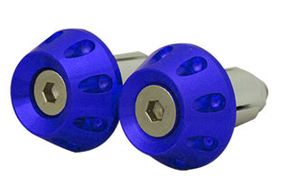 Tarmac Bar Ends Tapered Grooved 15mm Long - Blue