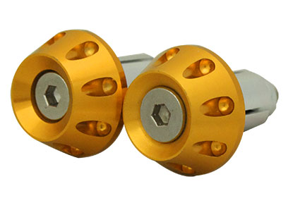 Tarmac Bar Ends Tapered Grooved 15mm Long - Gold