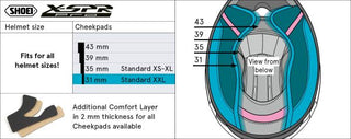 Shoei X-SPR Pro (Type-P) Cheek Pad 35mm (STD XS~XL)