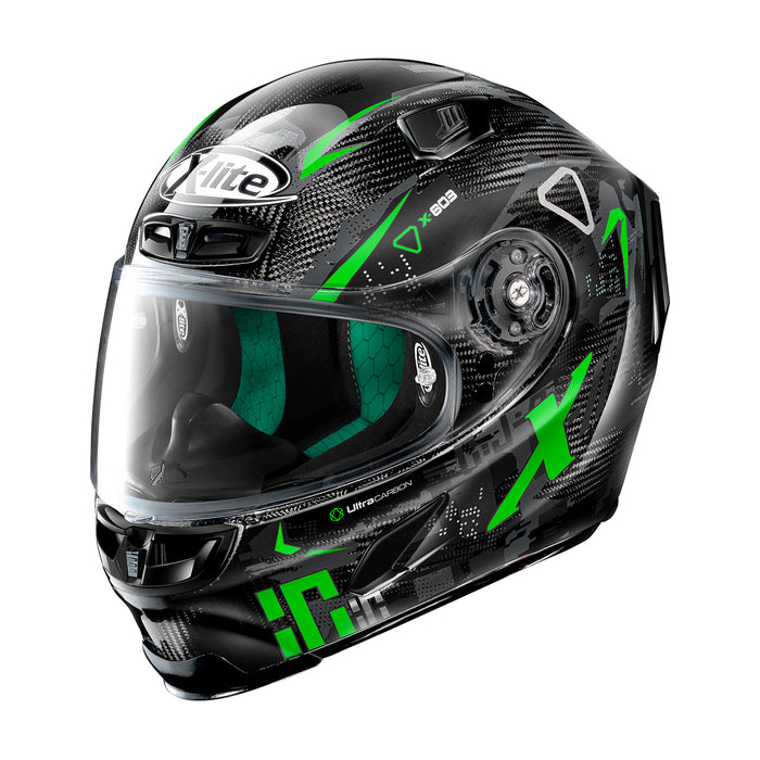 X-Lite X-803 Ultra Carbon Darko 67 Motorcycle Helmet - Green/Black/Grey