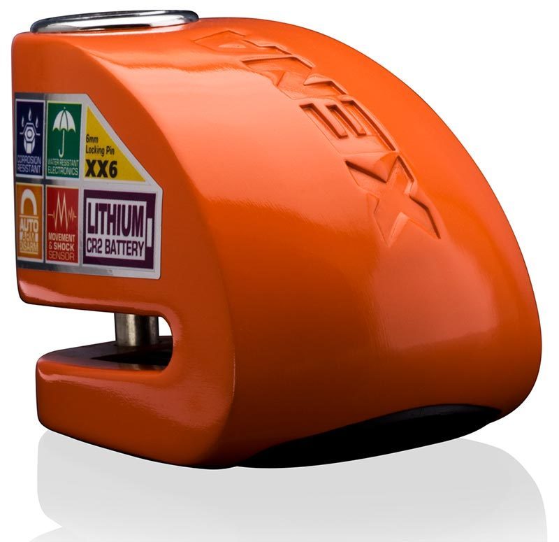 Xena XX10 Motorcycle Disc-Lock Alarm (Auto-Arming 10mm Locking Pin 120dB Alarm) - Orange