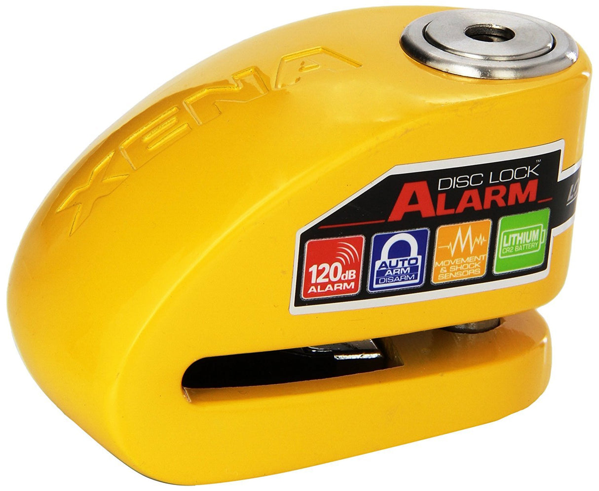 Xena XX10 Motorcycle Disc-Lock Alarm (Auto-Arming 10mm Locking Pin 120dB Alarm) - Yellow
