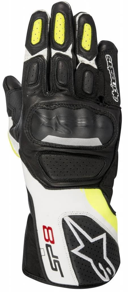 Alpinestars Gloves SP-8 v2 Leather - Black/White/Yellow - MotoHeaven