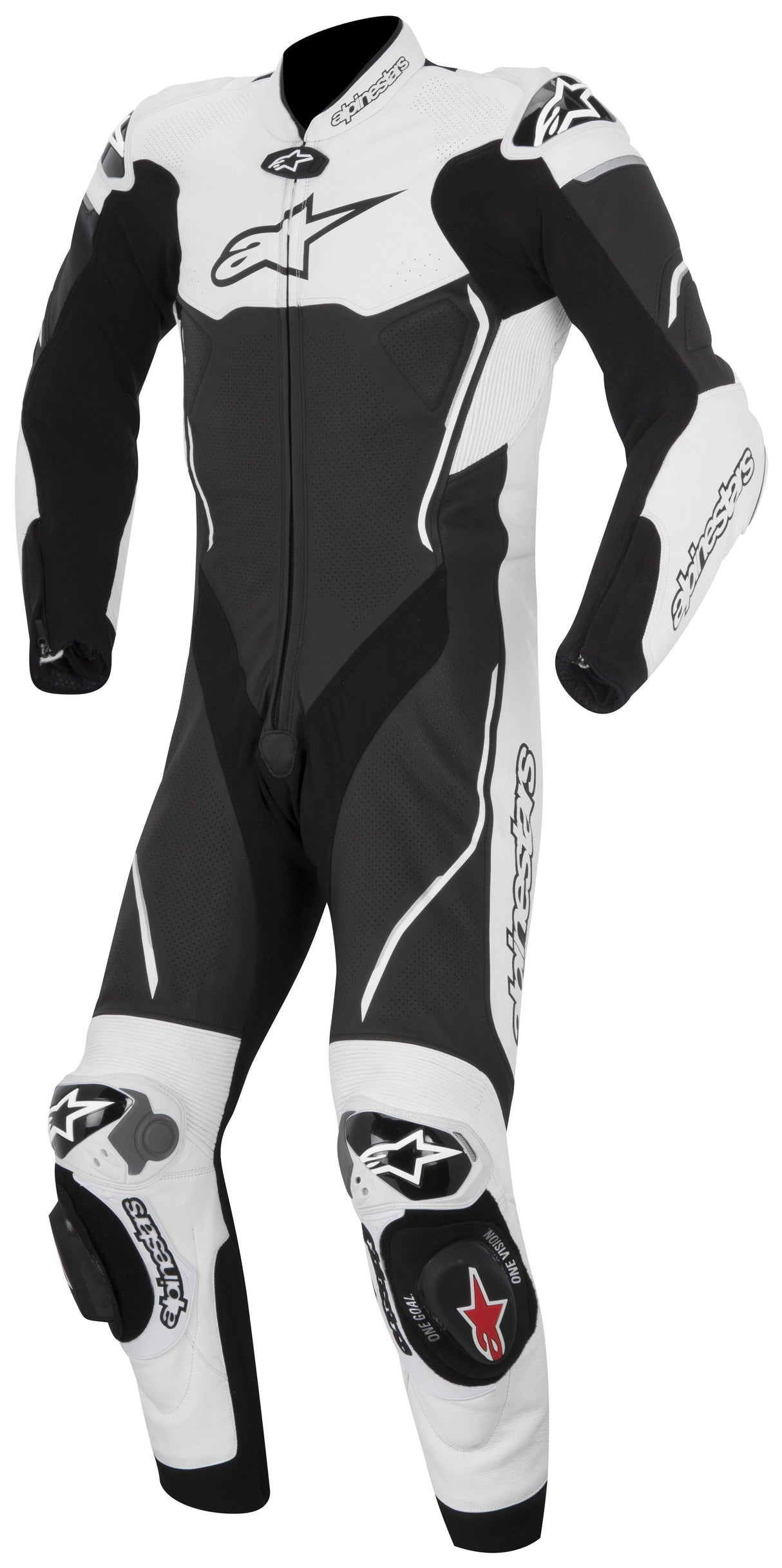 Alpinestars Mens Atem 1 Piece Race Suit - Black/White - MotoHeaven