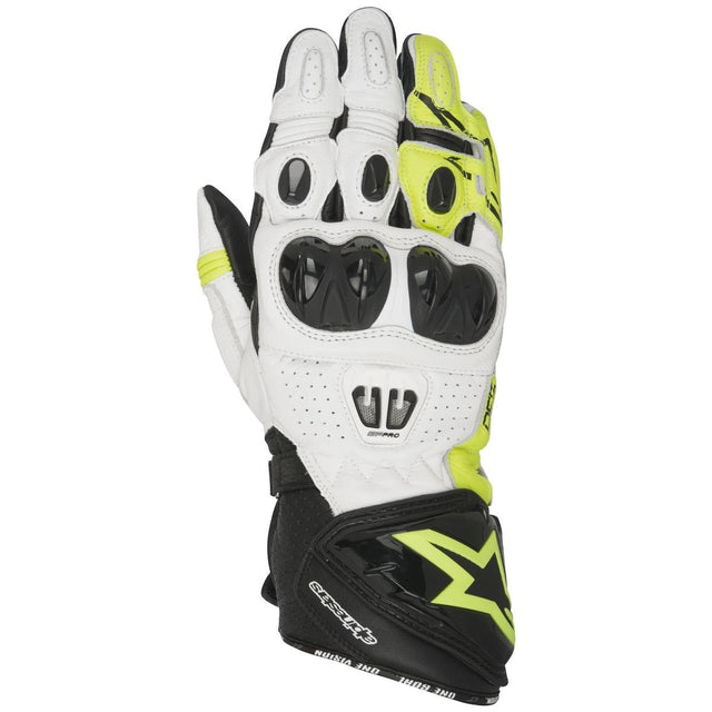 Alpinestars Gloves GP Pro R2 Leather Black/White/Yellow - MotoHeaven