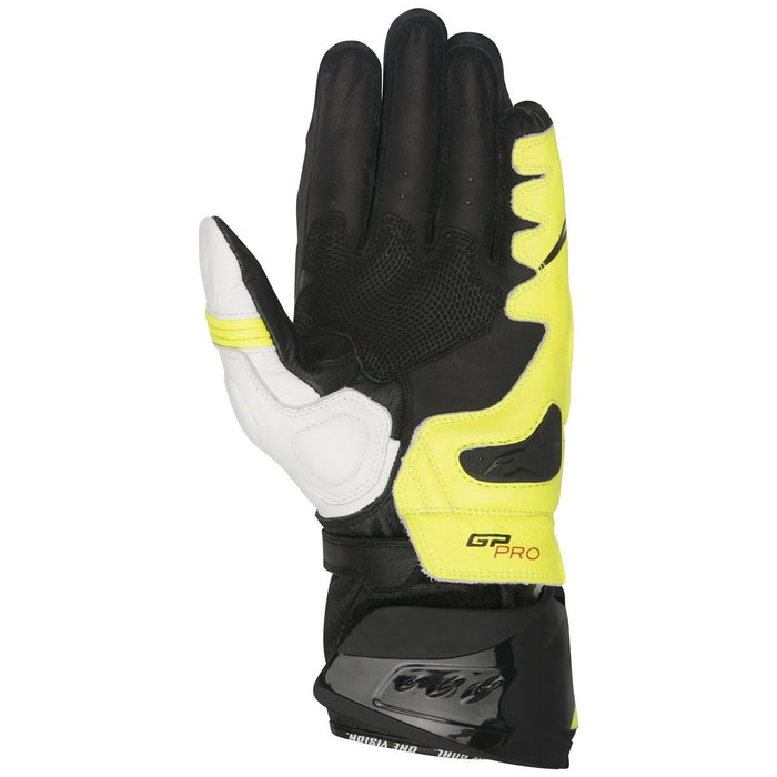 Alpinestars Gloves GP Pro R2 Leather Black/White/Yellow - MotoHeaven