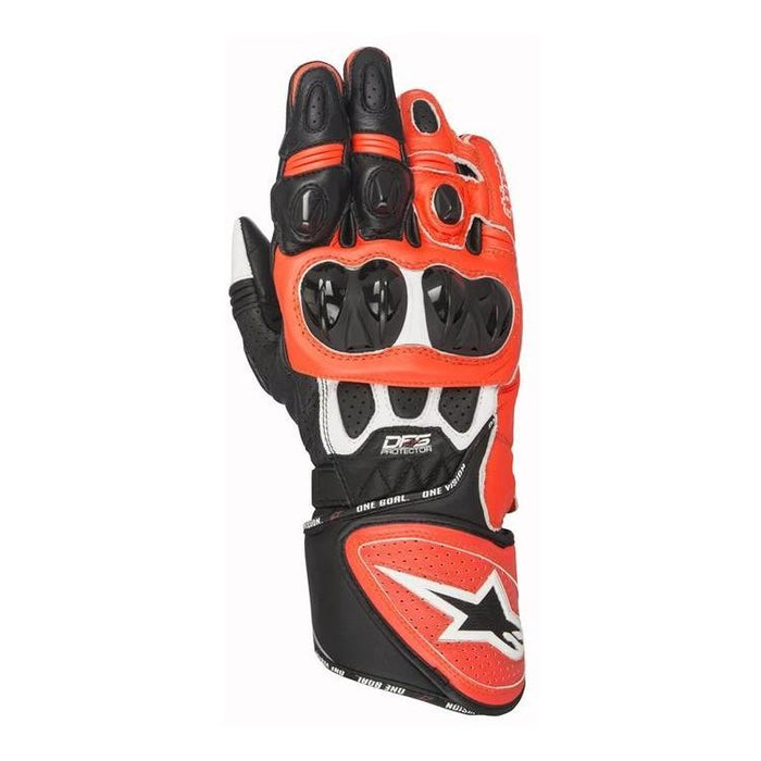 Alpinestars Gloves GP Plus R Leather Black/White/Fluro Red - MotoHeaven