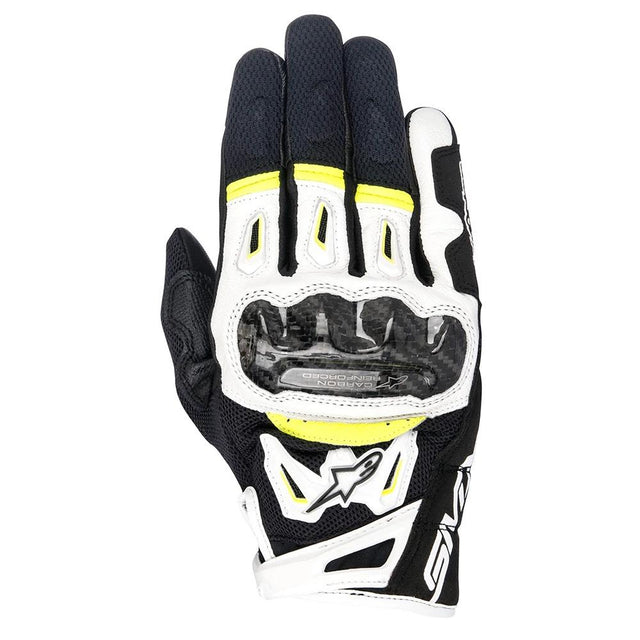 Alpinestars Gloves SMX 2 Air V2 Carbon Black/White/Fluro - MotoHeaven
