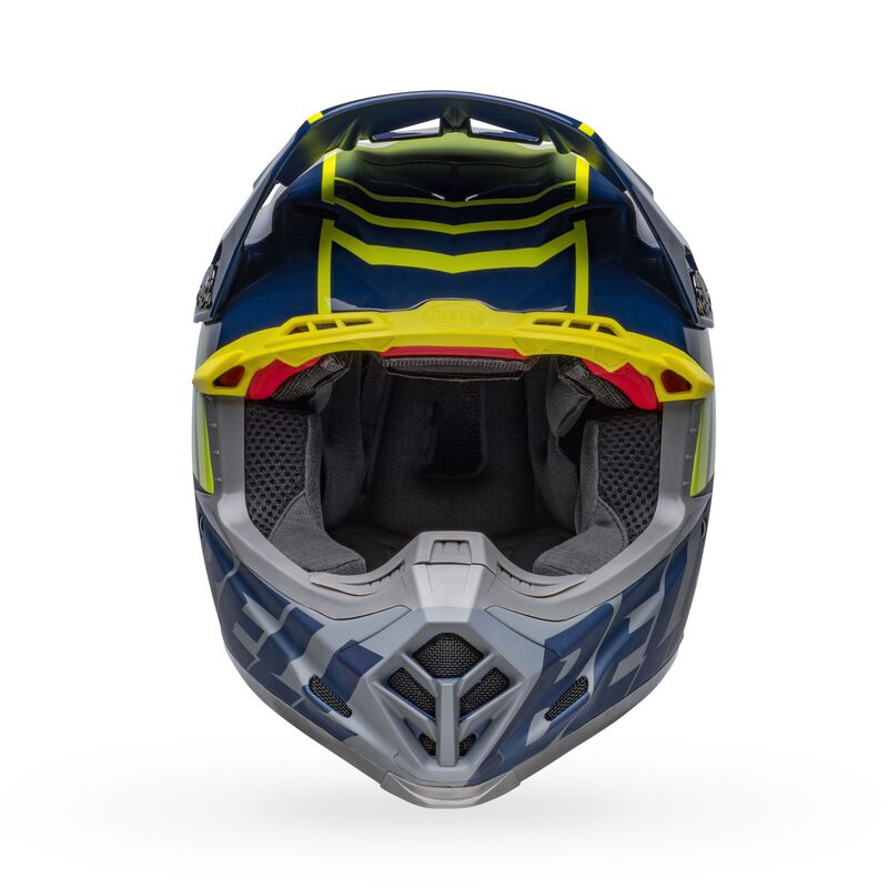 Bell Moto-9S Flex Helmet - Sprint Matt/Gloss Dark Blue/Hi-Viz-Yellow
