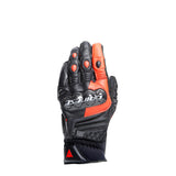 Dainese Carbon 4 Short Leather Gloves - Black/Fluo-Red