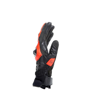 Dainese Carbon 4 Short Leather Gloves - Black/Fluo-Red