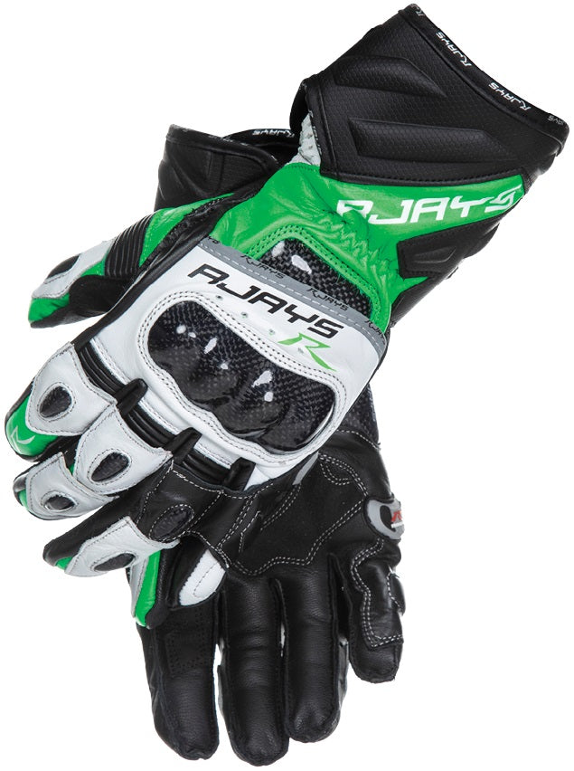 Rjays Men's Long Cobra 2 Carbon Gloves - Green/White/Black