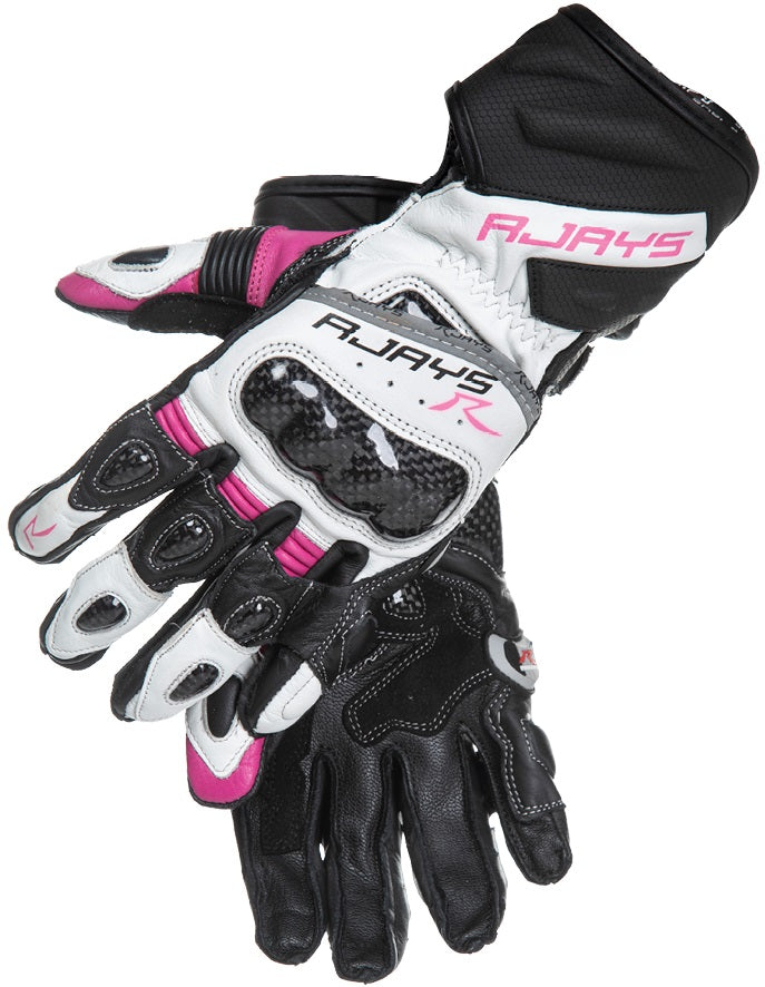Rjays Women's Long Cobra 2 Carbon Gloves - Black/Pink/White