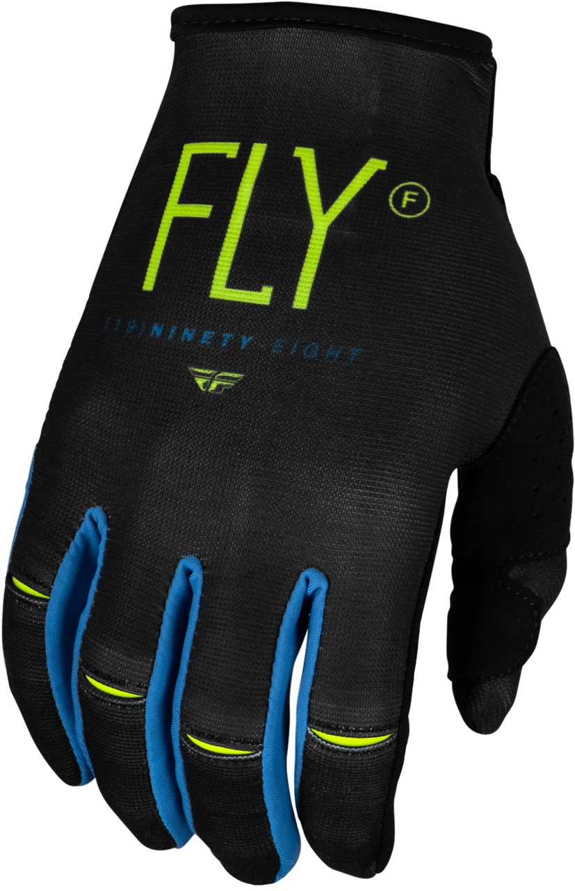 Fly Racing Kinetic Prodigy 2024 Youth Gloves - Charcoal Neon Green True Blue