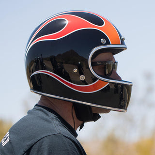 Biltwell Gringo ECE Motorcycle Helmet - Dice Flames - MotoHeaven