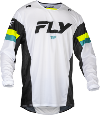 Fly Racing 2024 Prix Kinetic Jersey - White Black Hi-Vis