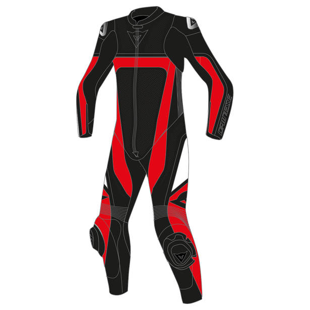 Dainese Gen-Z Junior 1Pc Perforated Leather Suit - Black/Fluo Red/Black
