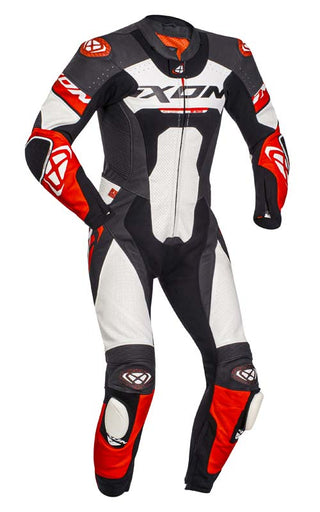 Ixon Jackal One Piece Leather Suit - Black/White/Red