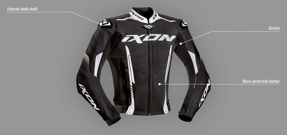 Ixon Vortex 2 Leather Jacket - Black/White