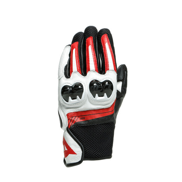 Dainese Mig 3 Unisex Leather Gloves - Black/White/Lava-Red