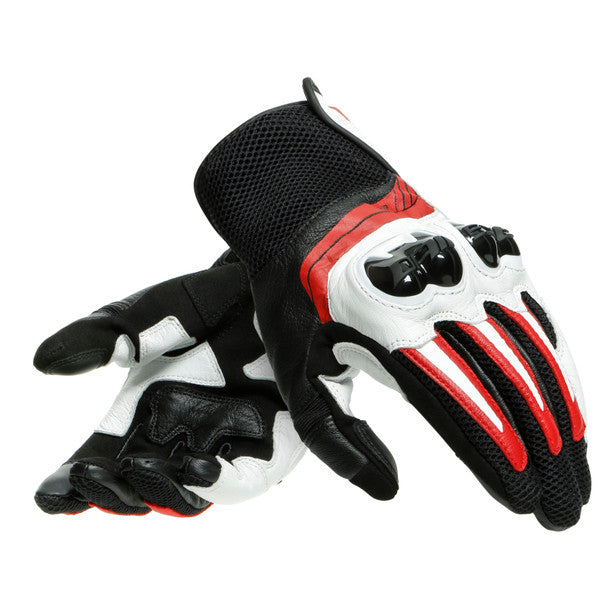 Dainese Mig 3 Unisex Leather Gloves - Black/White/Lava-Red