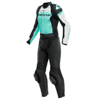 Dainese Mirage Lady 2Pc Leather Suit - Black/Acqua-Green/Glacier-Gray