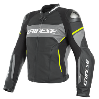 Dainese Racing 3 D-Air Perforated Jacket - Black-Matt/Charcoal-Grey/Fluo-Yellow