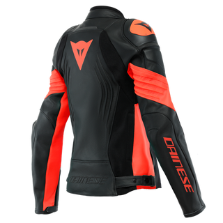 Dainese Racing 4 Lady Leather Jacket - Black/Fluo-Red