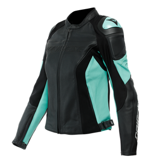 Dainese Racing 4 Lady Perforated Leather Jacket - Black/Aqua-Green