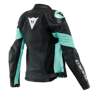 Dainese Racing 4 Lady Perforated Leather Jacket - Black/Aqua-Green