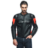 Dainese Racing 4 Leather Jacket - Black/Fluo-Red