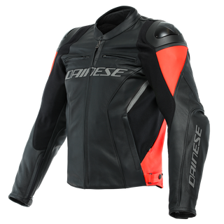 Dainese Racing 4 Leather Jacket - Black/Fluo-Red