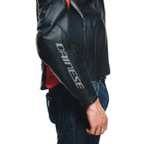 Dainese Racing 4 Leather Jacket - Black/Fluo-Red