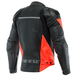 Dainese Racing 4 Leather Jacket - Black/Fluo-Red