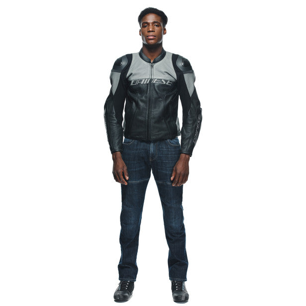 Dainese Racing 4 Perforated Leather Jacket - Black/Fcharcocal Gray