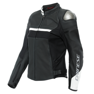 Dainese Rapida Lady Perforated Leather Jacket - Black-Matt/Black-Matt/White