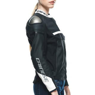 Dainese Rapida Lady Perforated Leather Jacket - Black-Matt/Black-Matt/White