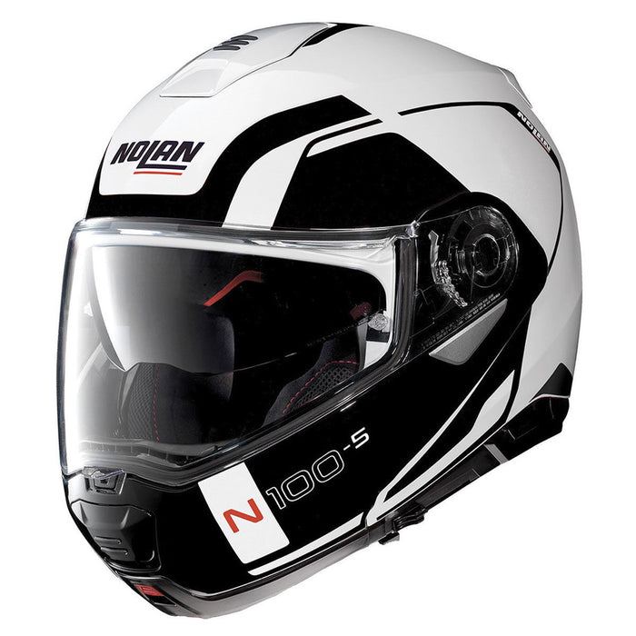 Nolan N100-5 Consistency N-Com19 Helmet - White/Black - MotoHeaven