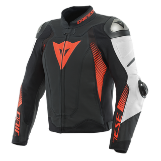 Dainese Super Speed 4 Perorated Leather Jacket - Black-Matt/White/Fluro-Red