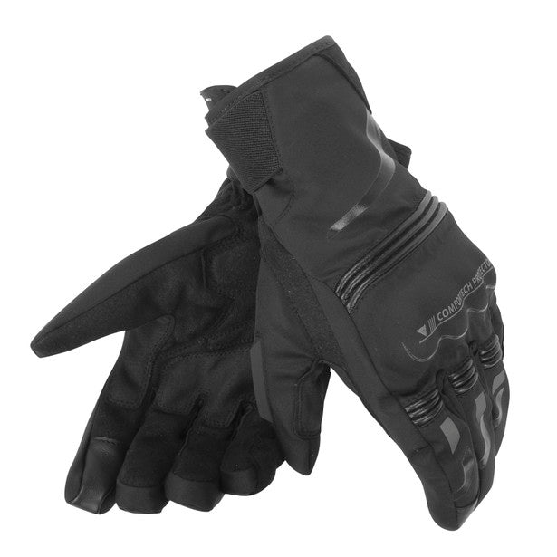 Dainese Tempest Unisex D-Dry Short Motorcycle Gloves - Black/Black
