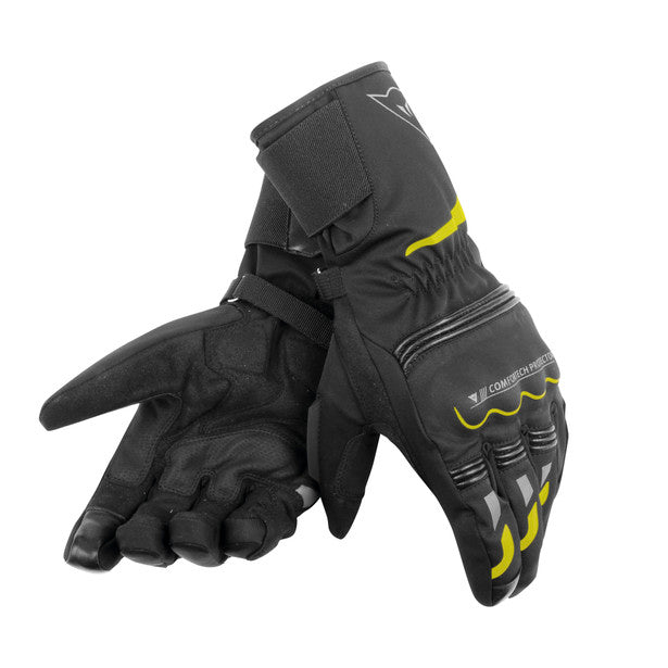 Dainese Tempest Unisex D-Dry Motorcycle Long Gloves - Black/Fluo Yellow