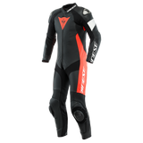 Dainese Tosa 1PC Perforated Leather Suit - Black/Fluo-Red/White